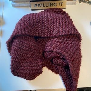 Maroon hand knitted chunky Scarf
